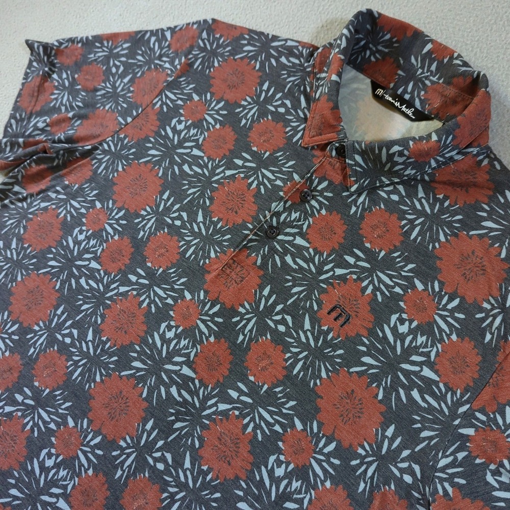 TravisMathew Scenic Pass Polo Shirt Mens XL Gray Tropical‎ Eclipse Short Sleeve